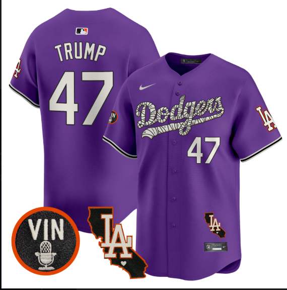 Men Los Angeles Dodgers #47 Trump 2025 purple Limited Stitched Jersey